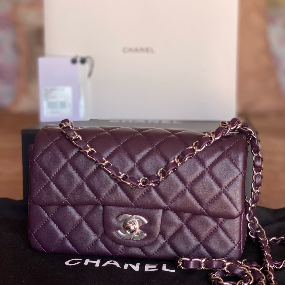 Classic Flap Dark Purple Quilted Rectangular Mini - Picture 2 of 16